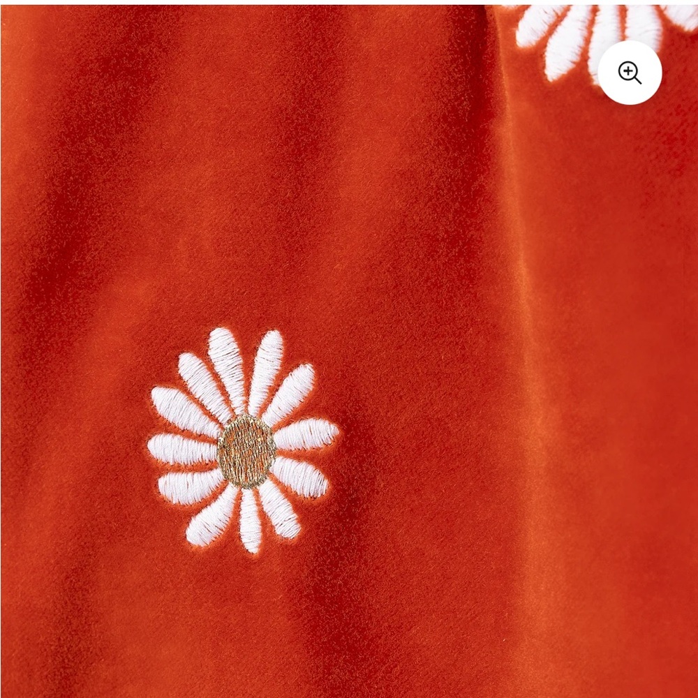 Daisy Print Wide Leg Pants in Vibrant Orange - Picture 2 of 5